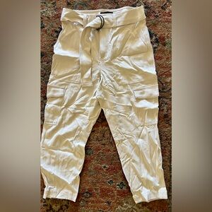 Banana Republic High Rise Tapered  White Cargo Pants
